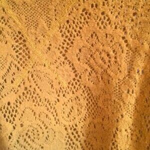 Free People Mustard Yellow Tunic Sweater with Lace - Like New, Size Medium